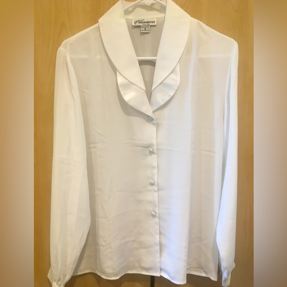 High Notes New York Long Sleeve Cuff Blouse Shirt